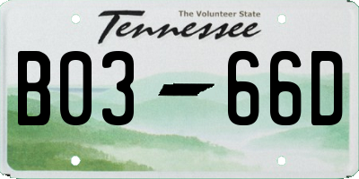 TN license plate B0366D