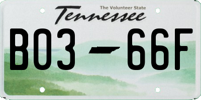 TN license plate B0366F