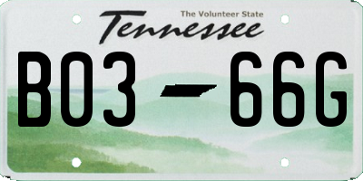 TN license plate B0366G