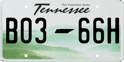 TN license plate B0366H