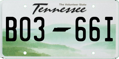 TN license plate B0366I