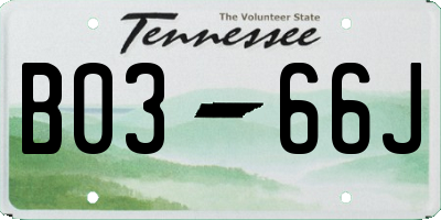 TN license plate B0366J