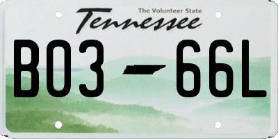TN license plate B0366L
