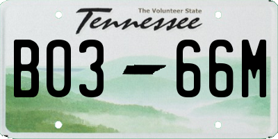 TN license plate B0366M