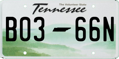 TN license plate B0366N