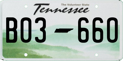 TN license plate B0366O
