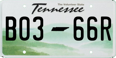TN license plate B0366R