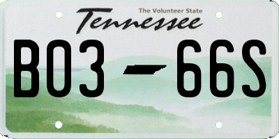 TN license plate B0366S