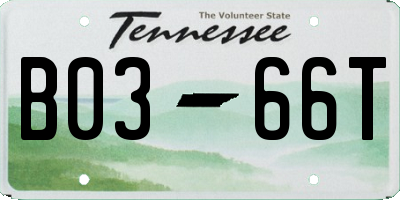 TN license plate B0366T