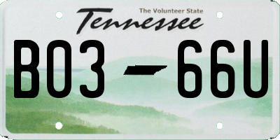 TN license plate B0366U