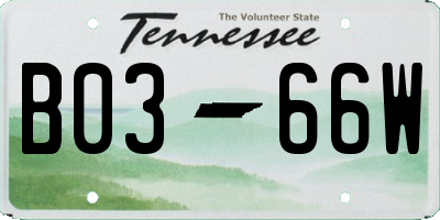 TN license plate B0366W