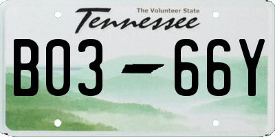 TN license plate B0366Y