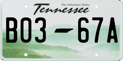 TN license plate B0367A