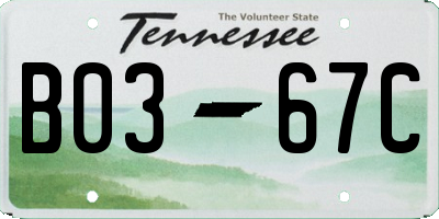 TN license plate B0367C