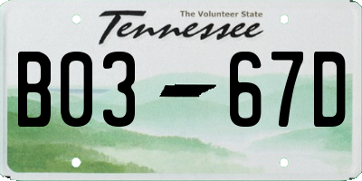 TN license plate B0367D