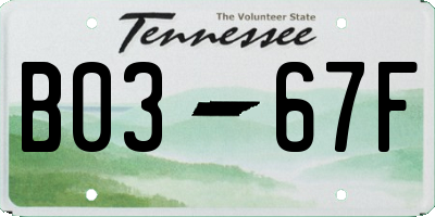 TN license plate B0367F