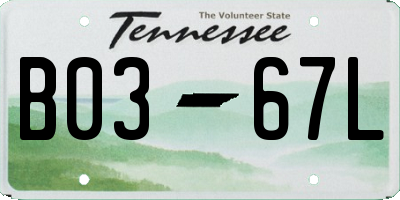 TN license plate B0367L