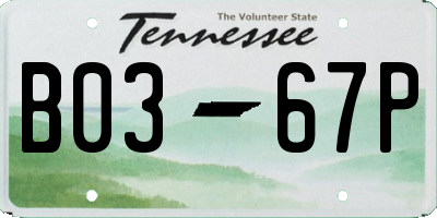 TN license plate B0367P