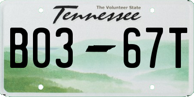 TN license plate B0367T