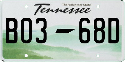 TN license plate B0368D