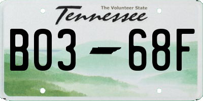 TN license plate B0368F