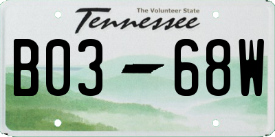 TN license plate B0368W