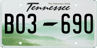 TN license plate B0369O
