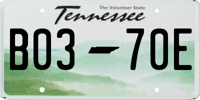 TN license plate B0370E