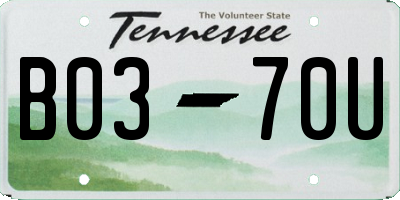 TN license plate B0370U