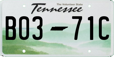 TN license plate B0371C