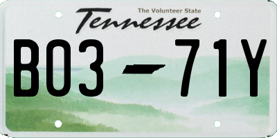 TN license plate B0371Y