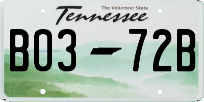 TN license plate B0372B