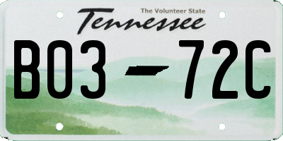 TN license plate B0372C