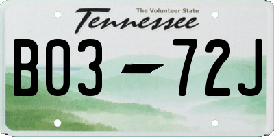 TN license plate B0372J
