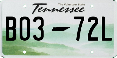 TN license plate B0372L