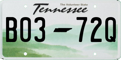 TN license plate B0372Q