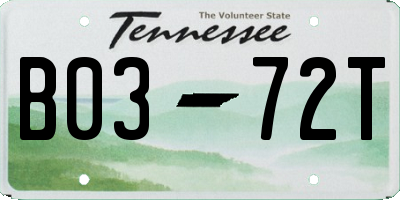 TN license plate B0372T