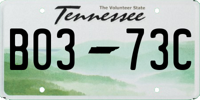 TN license plate B0373C