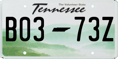 TN license plate B0373Z