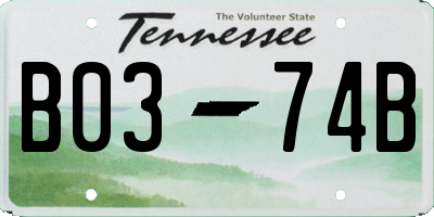 TN license plate B0374B