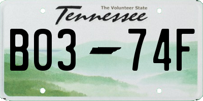 TN license plate B0374F