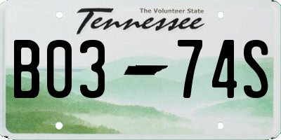 TN license plate B0374S