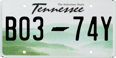 TN license plate B0374Y