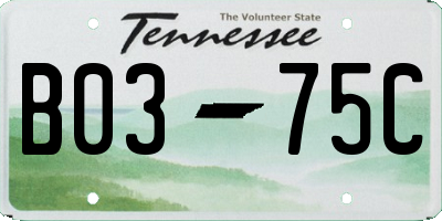 TN license plate B0375C