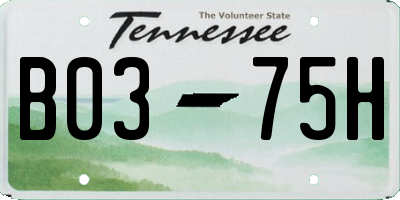 TN license plate B0375H