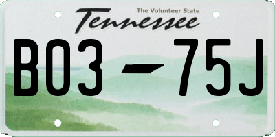 TN license plate B0375J