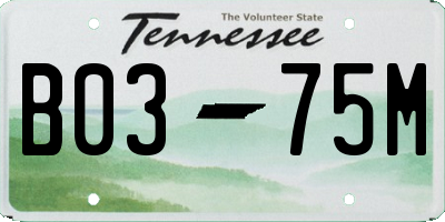 TN license plate B0375M