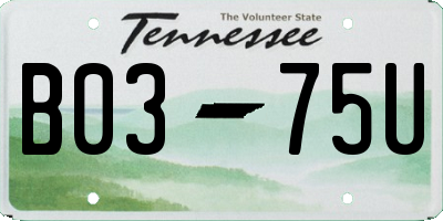 TN license plate B0375U