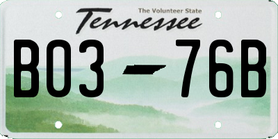 TN license plate B0376B
