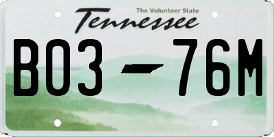 TN license plate B0376M
